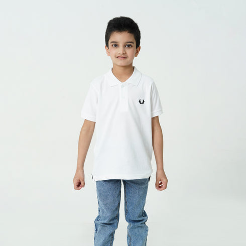 Oaklynn White Branded Polo Shirt